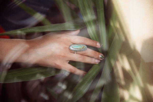 "Turquoise Elegance" Sterling Silver Filigree Cocktail Ring