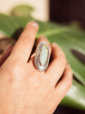 "Turquoise Elegance" Sterling Silver Filigree Cocktail Ring