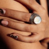 "Mystic Moon" Moonstone Filigree Sterling Silver Cocktail Ring