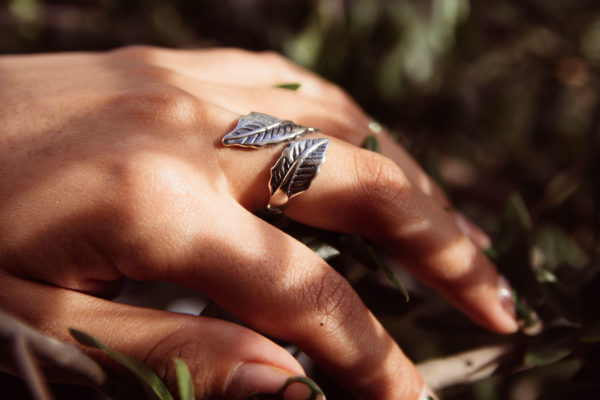 "Whispers of Nature" Leaf Design Open Sterling Silver Wrap Ring