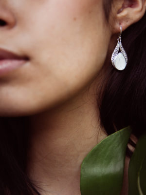 Mother of Pearl Teardrop Paisley Filigree Earrings