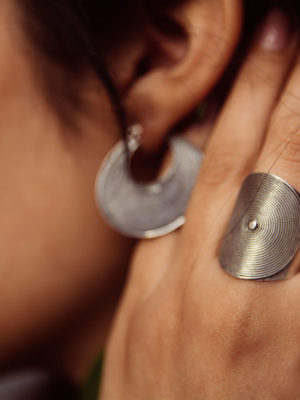 "Whispering Winds" Sterling Silver Ring with Corded Circle Design