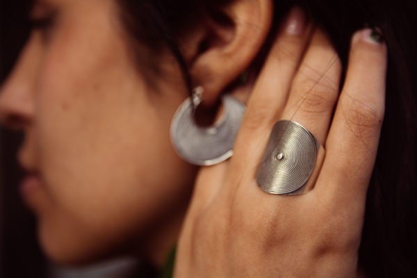 "Whispering Winds" Sterling Silver Ring with Corded Circle Design