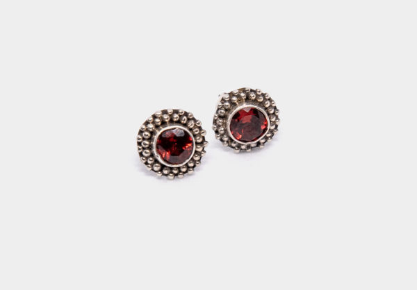 Crimson Nights Sterling Silver Garnet Stud Earrings