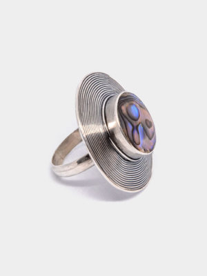 "Sea Guardian" Sterling Silver Abalone Shield Cocktail Ring