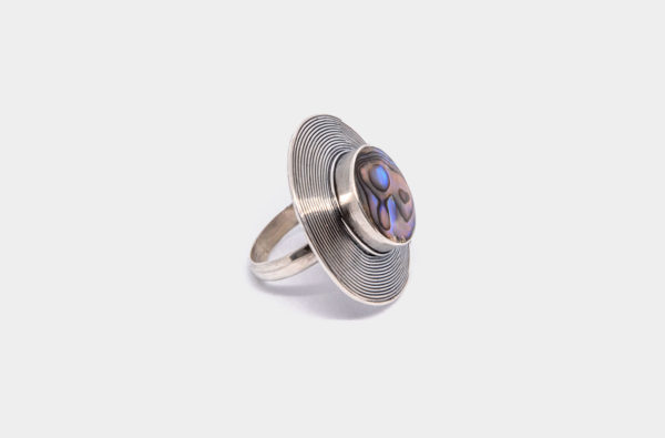 "Sea Guardian" Sterling Silver Abalone Shield Cocktail Ring
