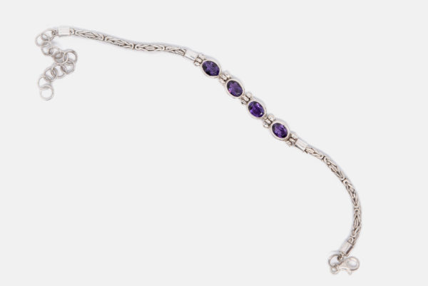 "Amethyst Cascade" Sterling Silver Bracelet with Four Amethysts